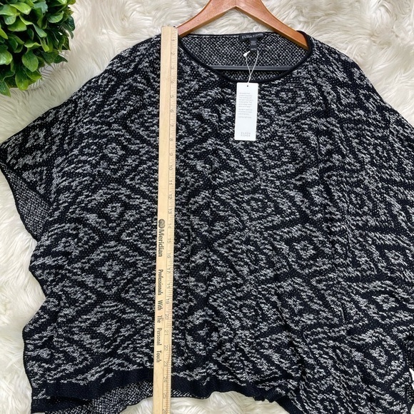 Eileen Fisher Organic Linen‎ Marled Print Poncho - Picture 7 of 9